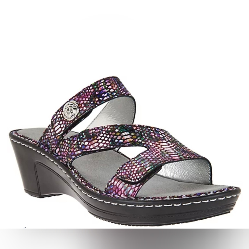 Alegria EUC Leather Triple Strap Wedge Sandals - Loti Size